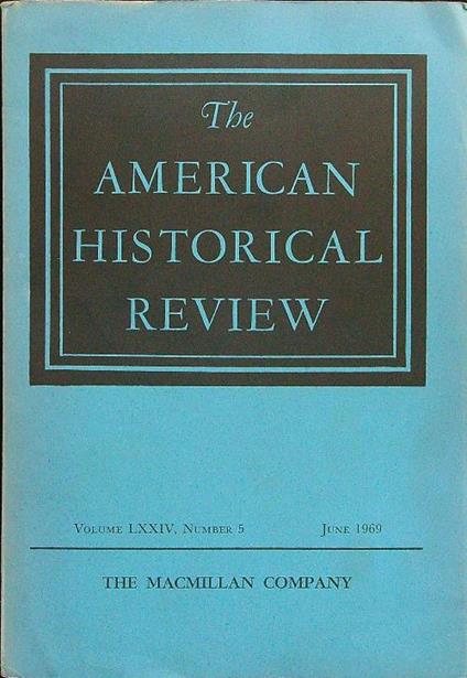 The american historical review n.5 june 1969 - copertina