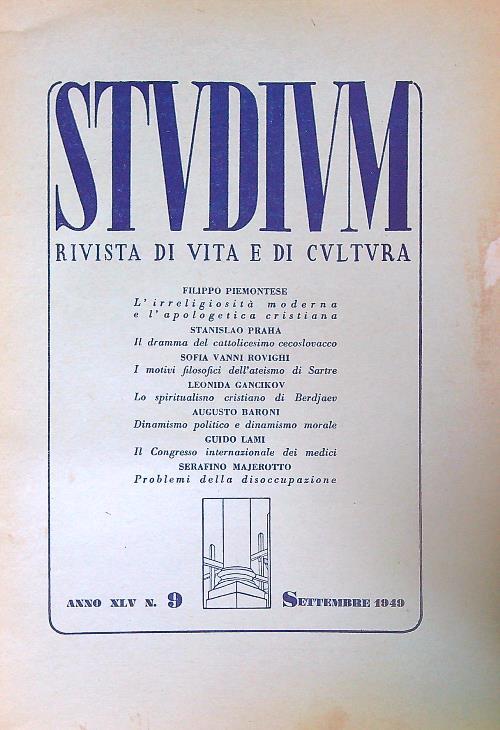 Studium. Anno XLV n. 9/ settembre 1949