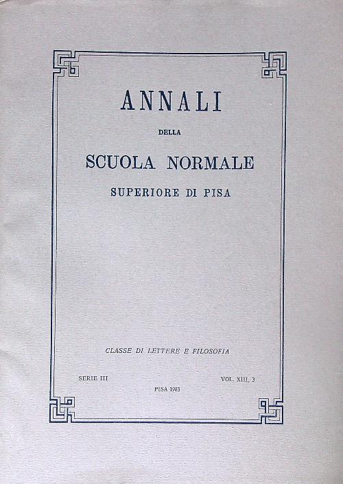 Annali della Scuola Normale Superiore di Pisa. Serie III. Vol XIII, 3 - copertina