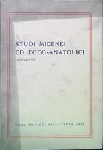 Studi Micenei ed Egeo-Anatolici. Fascicolo XIII