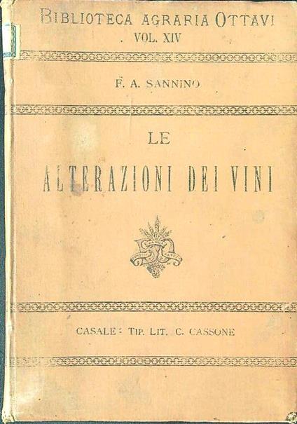 Le alterazioni dei vini - F. A. Sannino - copertina