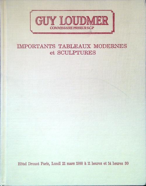 Importants tableaux modernes et sculptures - Lundi 21 Mars 1988 - copertina