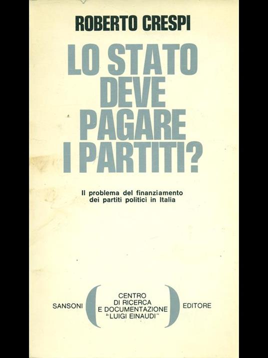 Lo stato deve pagare i partiti? - Roberto Crespi - copertina