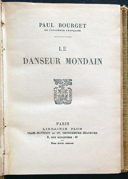 Le danseur mondain - Paul Bourget - copertina