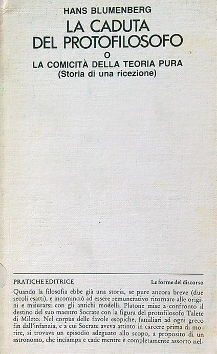 La caduta del protofilosofo - Hans Blumenberg - copertina