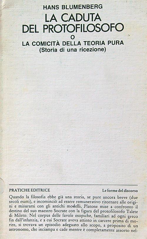 La caduta del protofilosofo - Hans Blumenberg - copertina