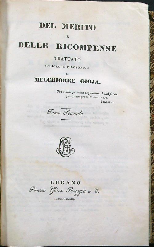 Del merito e delle ricompense - Melchiorre Gioja - copertina