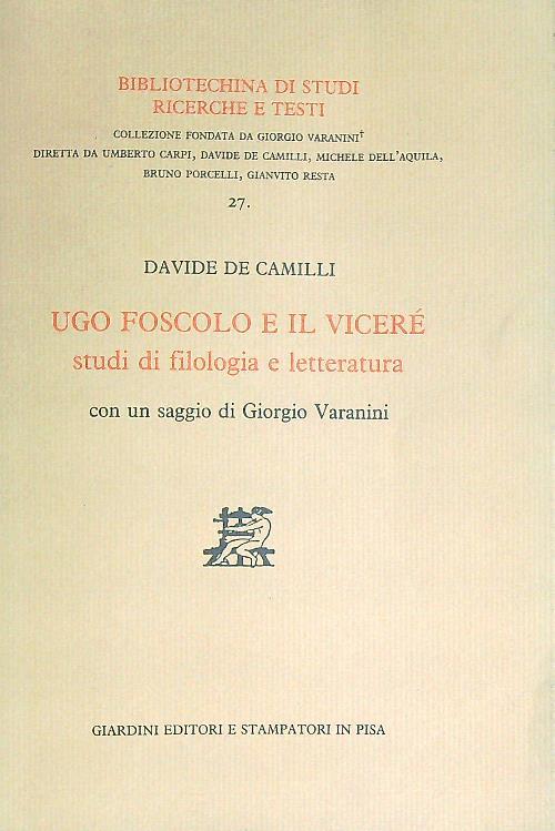 Ugo foscolo e il vicerè - Davide De Camilli - copertina