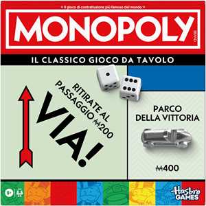 Giocattolo Monopoly Gioco classico da tavolo con vaschetta-contenitore e pedine più grandi - Versione italiana Hasbro