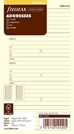 Filofax - Rubrica personale con nome, indirizzo, e-mail, telefono, fax, cellulare, colore: Crema