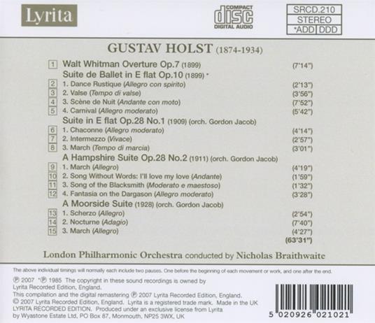 Walt Whitman - Suite de Ballet - CD Audio di Gustav Holst - 2