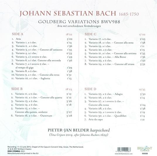 Variazioni Goldberg - Vinile LP di Johann Sebastian Bach,Pieter-Jan Belder - 2