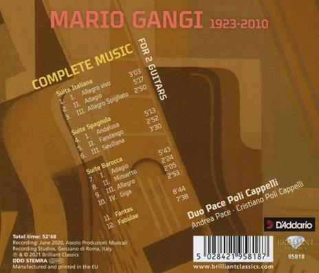 Complete Music for 2 Guitars - CD Audio di Mario Gangi,Cristiano Poli Cappelli,Andrea Pace - 2