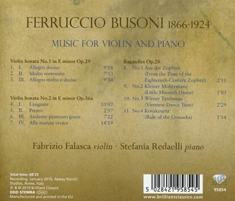 Musica per violino e pianoforte - CD Audio di Ferruccio Busoni,Fabrizio Falasca,Stefania Redaelli - 2