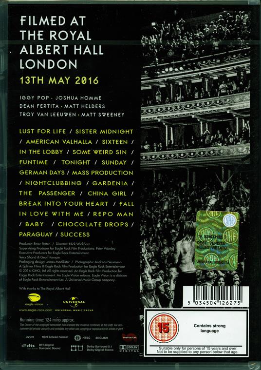 Iggy Pop. Post Pop Depression. Live at the Royal Albert Hall (DVD) - Iggy  Pop - CD | laFeltrinelli