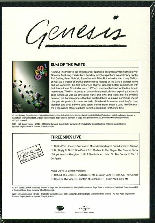 Sum of the Parts - Three Sides Live (2 DVD) - Genesis - CD | laFeltrinelli