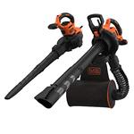 BLACK+DECKER BEBLV300 QS Soffiatore, Aspiratore, Tritturatore, velocità di Soffiaggio Fino a 418 Km/h, con Zaino Raccogli Foglie da 72L, 3000 W