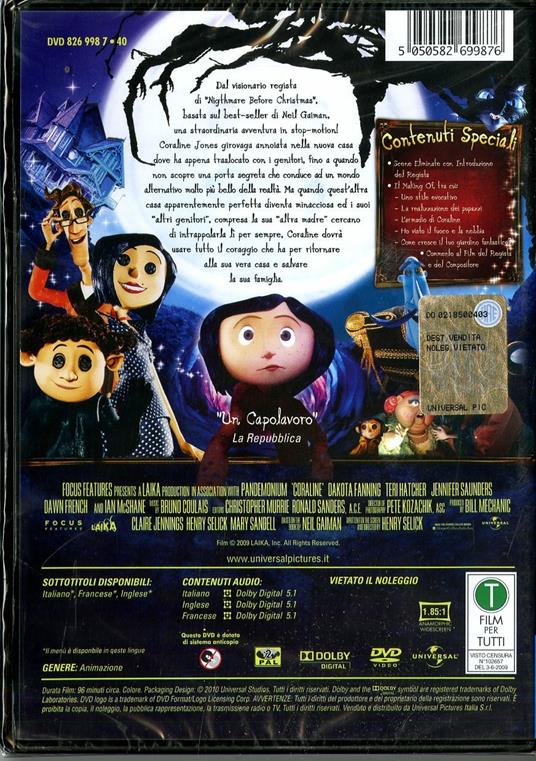 Coraline e la porta magica (1 DVD) - DVD - Film di Henry Selick Animazione  | laFeltrinelli