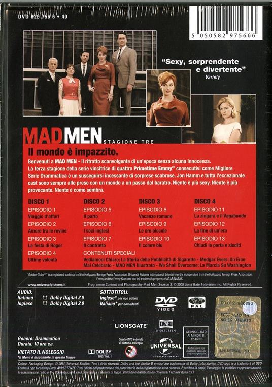 Mad Men. Stagione 3 (4 DVD) - DVD - Film di Phil Abraham , Jennifer  Getzinger Drammatico | Feltrinelli
