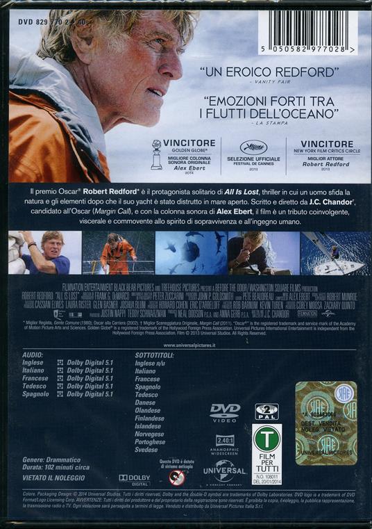 All Is Lost. Tutto è perduto di J. C. Chandor - DVD - 2