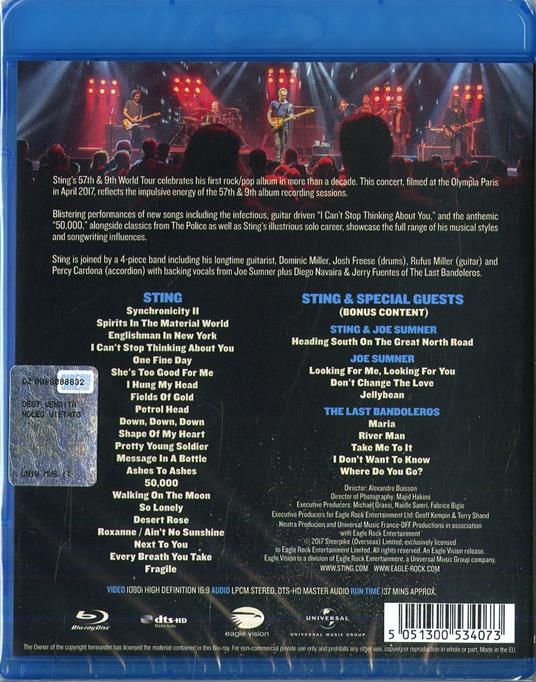 Live at the Olympia Paris (Blu-ray) - Blu-ray di Sting - 2