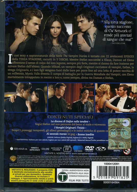 The Vampire Diaries. Stagione 3. Serie TV ita (5 DVD) - DVD - Film di John  Behring , Joshua Butler Fantastico