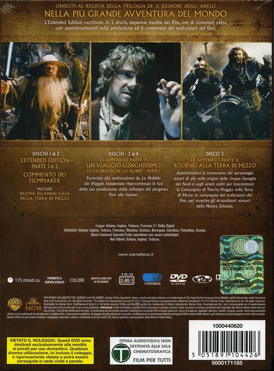 Lo Hobbit. Un viaggio inaspettato (5 DVD) - DVD - Film di Peter Jackson  Fantastico | laFeltrinelli