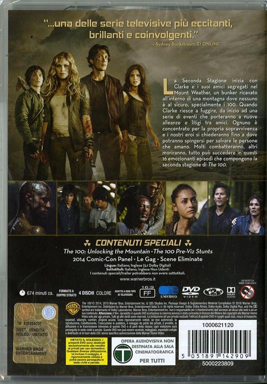 The 100. Stagione 2 (4 DVD) di Dean White,Mairzee Almas,Omar Madha - DVD - 2