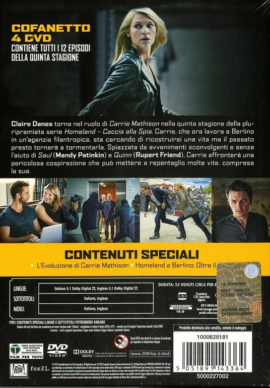 Homeland. Stagione 5. Serie TV ita (4 DVD) - DVD - Film di Michael Cuesta ,  Guy Ferland Giallo | laFeltrinelli