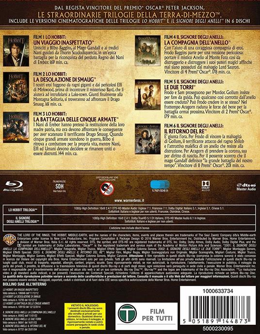 Lo Hobbit + Il Signore degli Anelli. Le trilogie (6 Blu-ray) di Peter Jackson - 2