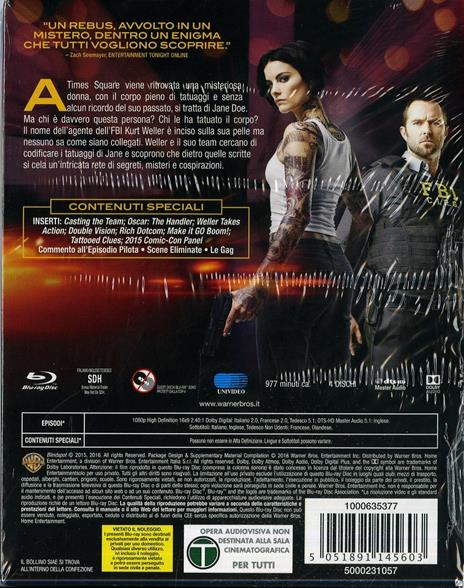 Blindspot. Stagione 1 (4 Blu-ray) di Marcos Siega,Mark Pellington,Karen Gaviola,David McWhirter,Steve Shill - Blu-ray - 2