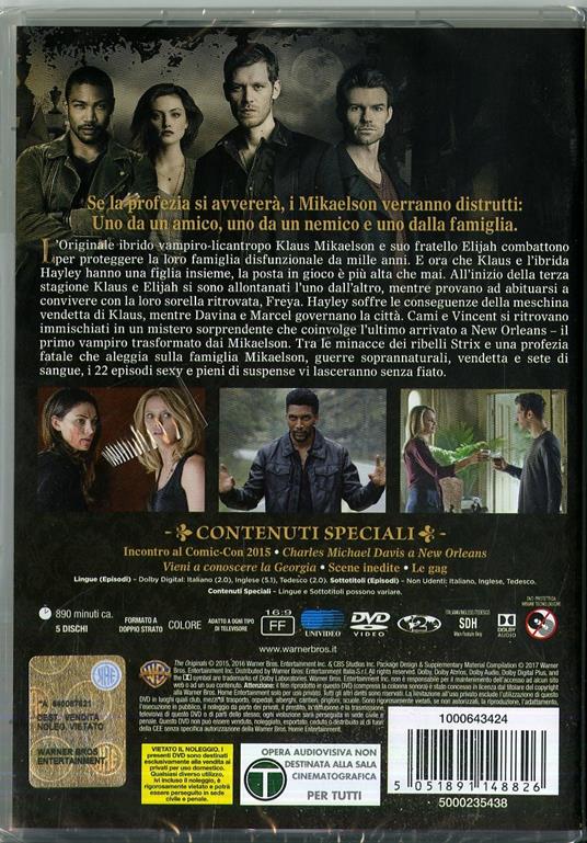 The Originals. Stagione 3. Serie TV ita (5 DVD) - DVD - Film di Chris  Grismer , Jesse Warn Fantastico | Feltrinelli