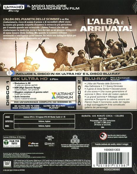 L' alba del pianeta delle scimme (Blu-ray + Blu-ray 4K Ultra HD) di Rupert Wyatt - 2