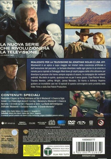 Westworld. Dove tutto è concesso. Stagione 1. Serie TV ita (DVD) di Jonathan Nolan,Fred Toye,Jonny Campbell,Richard J. Lewis - DVD - 2