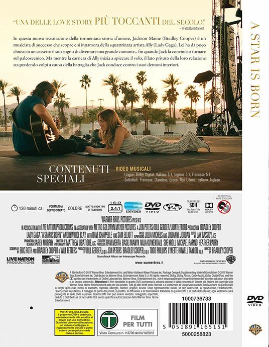 A Star Is Born (DVD) - DVD - Film di Bradley Cooper Drammatico | Feltrinelli