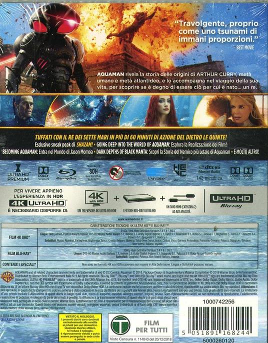 Aquaman (Blu-ray + Blu-ray 4K Ultra HD) - Blu-ray + Blu-ray Ultra HD 4K -  Film di James Wan Avventura | Feltrinelli