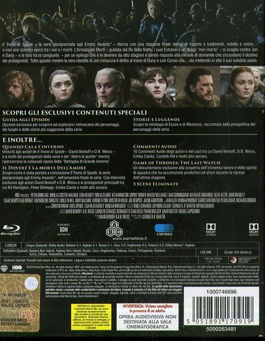 Il trono di spade. Game of Thrones. Stagione 8. Serie TV ita (3 Blu-ray) di David Nutter,Miguel Sapochnik,David Benioff,D.B. Weiss - Blu-ray - 3