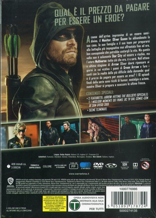 Arrow. Stagione 8. Serie TV ita (3 DVD) - DVD - Film di James Bamford ,  Michael Schultz Avventura | laFeltrinelli