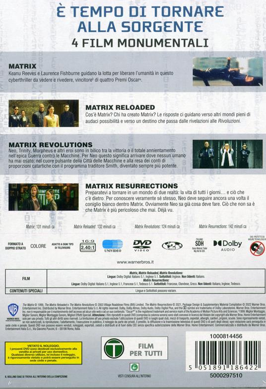 Matrix 4 Film Collection (4 DVD) - DVD - Film di Larry Wachowski , Andy  Wachowski Fantasy e fantascienza | laFeltrinelli