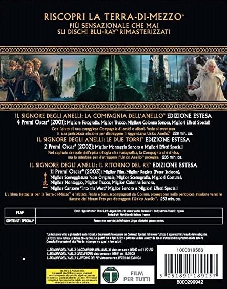 signore degli anelli. Trilogia Extended rimasterizzata (6 Blu-ray) -  Blu-ray - Film Fantasy e fantascienza | Feltrinelli