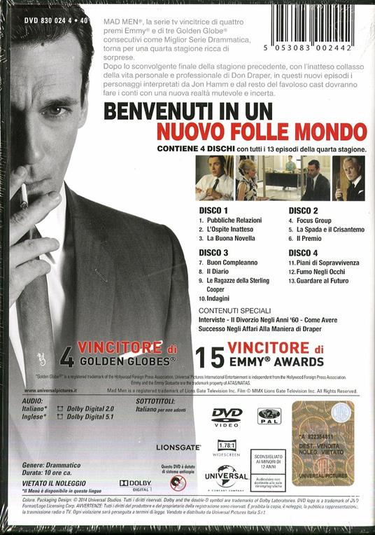 Mad Men. Stagione 4 (4 DVD) - DVD - Film di Phil Abraham , Jennifer  Getzinger Drammatico | Feltrinelli