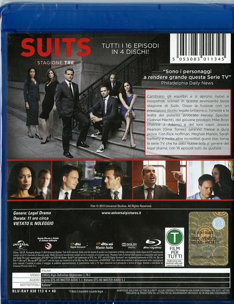 Suits. Stagione 3 (4 Blu-ray) - Blu-ray - Film di Kevin Bray , Michael  Smith Giallo | Feltrinelli