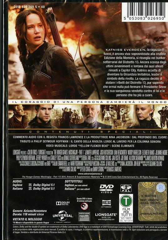 Hunger Games. Il canto della rivolta. Parte 1 di Francis Lawrence - DVD - 2