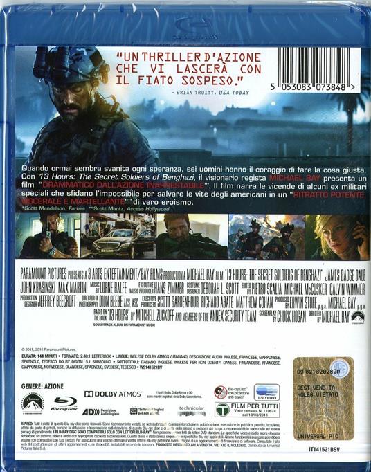 13 Hours. The Secret Soldiers of Benghazi di Michael Bay - Blu-ray - 2