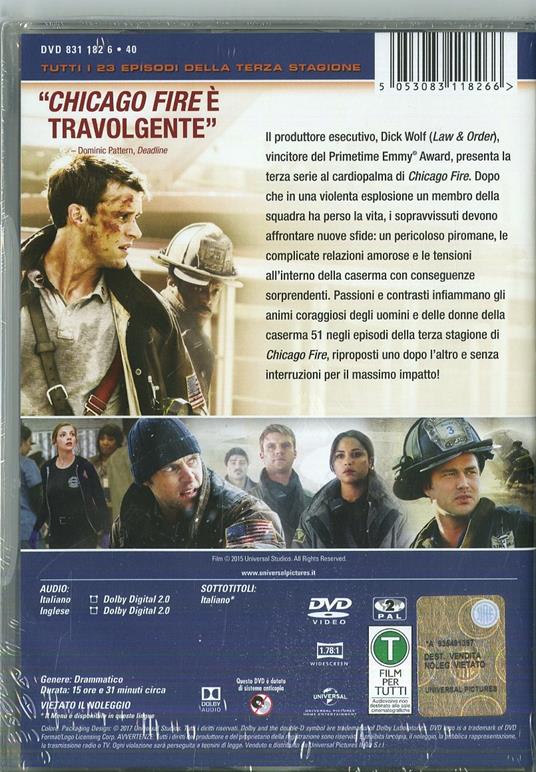 Chicago Fire. Stagione 3. Serie TV ita (6 DVD) - DVD - Film di Joe  Chappelle , Jean de Segonzac Drammatico | Feltrinelli