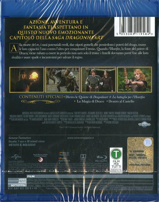 Dragonheart 4. L'eredità del drago (Blu-Ray) di Patrik Syversen - Blu-ray - 2