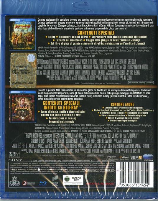 Jumanji Collection (2 Blu-ray) di Jake Kasdan,Joe Johnston - 2