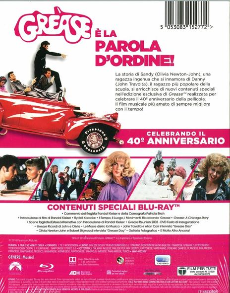 Grease. Edizione 40° Anniversario (Blu-ray) di Randal Kleiser - Blu-ray - 2