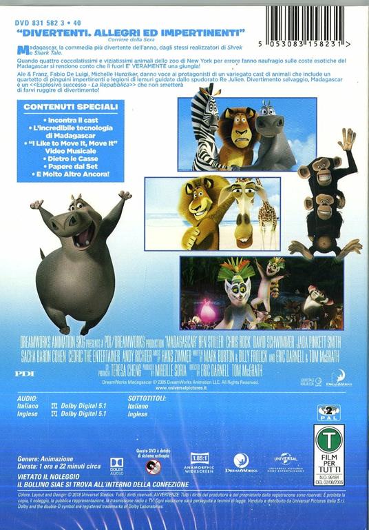 Madagascar 1 (DVD) - DVD - Film di Eric Darnell , Tom McGrath Animazione |  laFeltrinelli