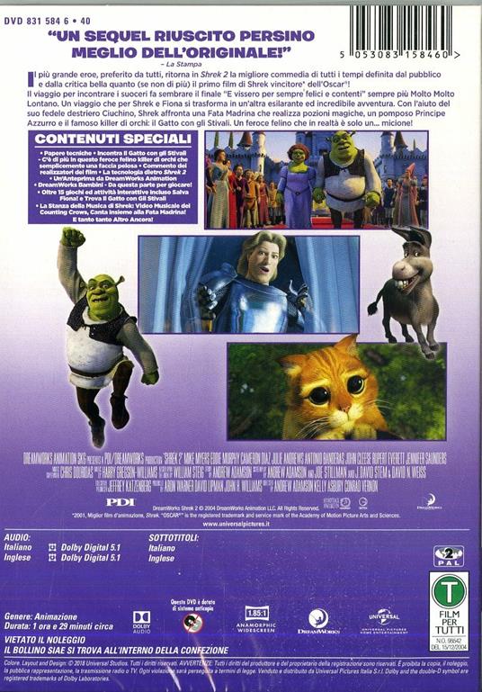 Shrek 2 (DVD) di Andrew Adamson,Kelly Asbury,Conrad Vernon - DVD - 2